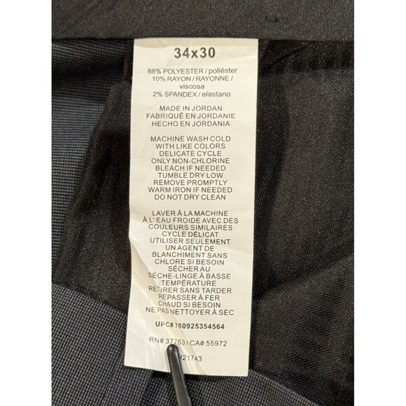 Savane Mens 34x30 Gray Business Tailored Straight Fit Dress Pants - Picture 6 of 9